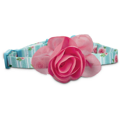 Bond & Co. Pink Rose Print Cat Collar in Blue, One Size Fits All