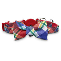 Bond & Co. Red Plaid Kitten Bow Tie Collar, One Size Fits All