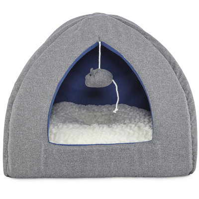 Harmony Igloo Hooded Cat Bed in Grey, 16