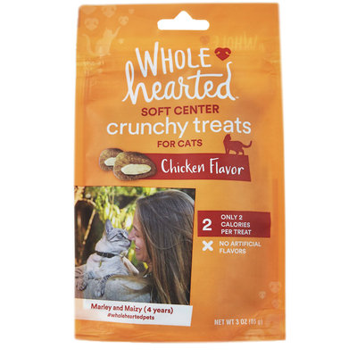 WholeHearted Soft Center Crunchy Chicken Flavor Treats for Cats, 3 oz