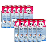 Veet Wax Strips Sensitive Formula With Vitamin E And Almond Oil (Pack of 12)