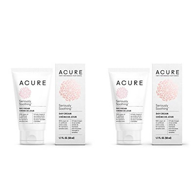 Acure Organics Seriously Soothing Day Cream (Pack of 2) With Argan Oil and Sunflower Amino Acids, For Normal to Sensitive Skin, Includes Coconut, Acai, Rosehip, Chamomile and Rooibos, 1.7 fl. oz.