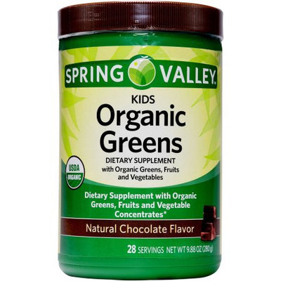 Walmart Spring Valley Kids Organic Greens Chocolate Flavor Powder, 28 Ct, 9.88 Oz