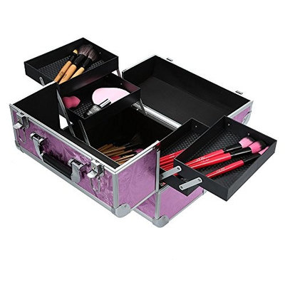 Foldable Cosmetic Organizer Box, Lockable Makeup Travel Case for Jewelry and Nail Art Tools 4.17 Pound