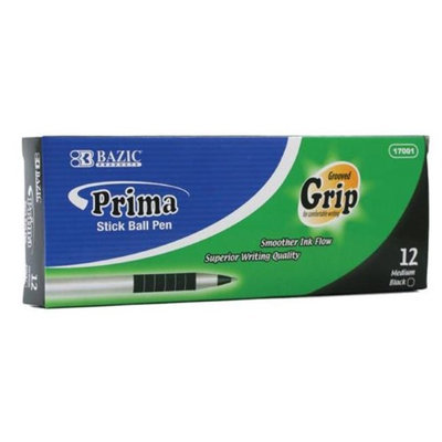 Bulk Buys Bazic Prima Black Stick Pen with Cushion Grip - Case of 144