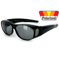 1 PAIR BLACK 100% UV Polarized Sunglass Cover Over Fit Prescription Sunglasses, Medium