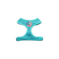 Paw Flag USA Screen Print Soft Mesh Harness Aqua Extra Large