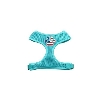 Paw Flag USA Screen Print Soft Mesh Harness Aqua Extra Large