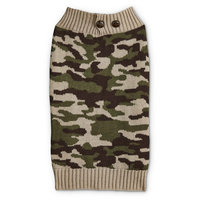 Bond & Co. Camo Dog Sweater with Button Collar, Large, Green