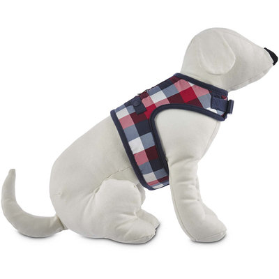 Bond & Co. Red, Navy and Gray Check Shearling Wrap Harness, XX-Small