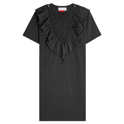 Cotton Dress with Ruffled Lace Panel Gr. M