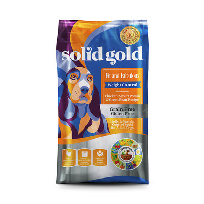 Solid Gold Fit & Fabulous Chicken, Sweet Potato & Green Bean Weight Control Grain Free Adult Dog Food with Superfoods, 24 lbs.