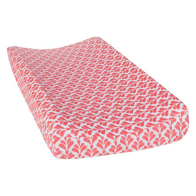 Trend Lab Coral/White Floral Shell Changing Pad Cover