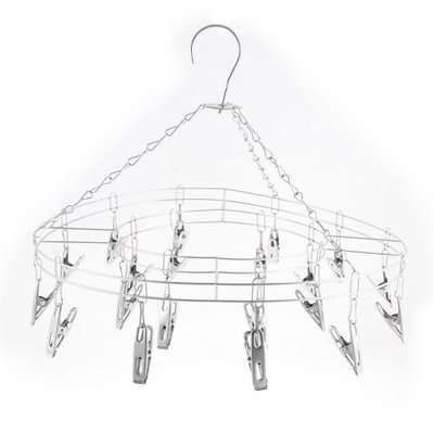 Stainless Steel 20 Clips Underwear Socks Scarf Towel Clothes Drying Rack Hanger