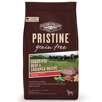 Pristine Grain Free Grass Fed Beef & Chickpea Dry Dog Food, 10lbs