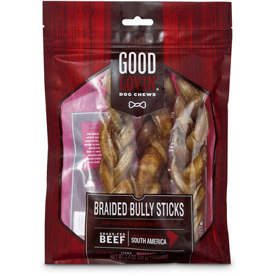 Good Lovin' Braided Bully Stick Dog Chew, 7-inch, Pack of 3