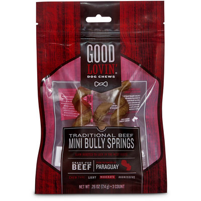 Good Lovin' Traditional Beef Mini Bully Spring Dog Chews, Pack of 3