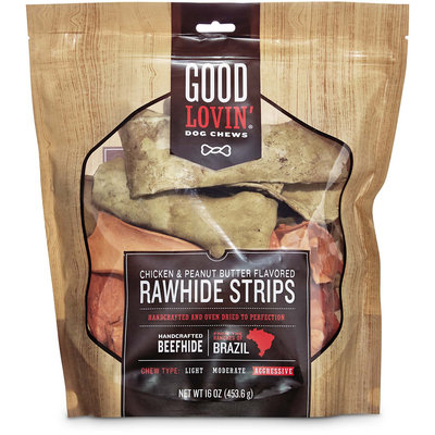 Good Lovin' Chicken and Peanut Butter Flavored Rawhide Strip Dog Chews, 16 oz.