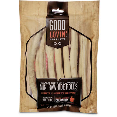Good Lovin' Peanut Butter Flavored Mini Rawhide Roll Dog Chews, 5.5 oz.
