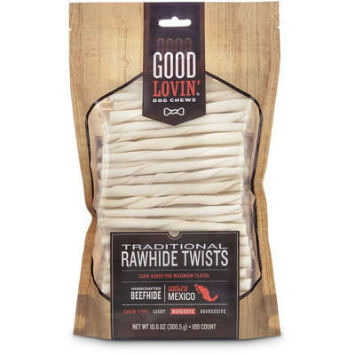 Good Lovin' Traditional Rawhide Twist Dog Chews, Pack of 100