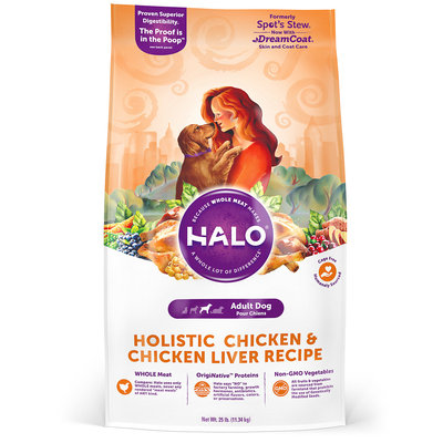 Halo Adult Holistic Chicken & Chicken Liver Dry Dog Food, 25 lbs