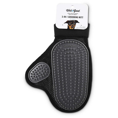 Well & Good Black 3-in-1 Grooming Mitt for Dogs