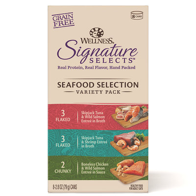 Wellness CORE Signature Selects Natural Canned Grain Free Cat Food Variety Pack, Seafood Selection Eight, 2.8 oz.