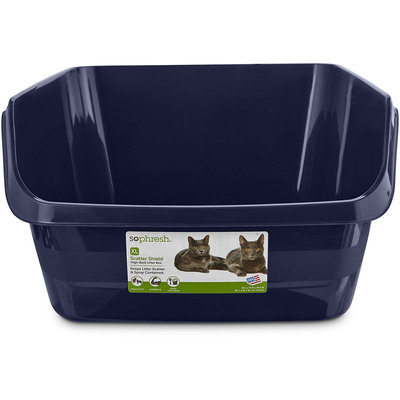 So Phresh Scatter Shield High-Back Litter Box in Navy, 24