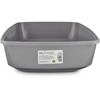 So Phresh Gray Open Cat Litter Box, Large