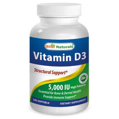 Best Naturals Vitamin D3, 5000 IU, 180 Softgels