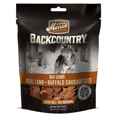 Merrick Backcountry Big Game Real Lamb + Buffalo Sausage Cuts Dog Treats, 5 oz.