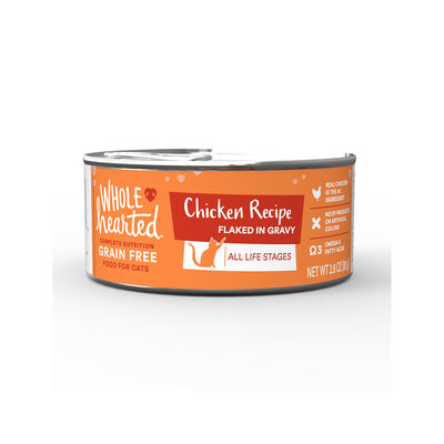 WholeHearted All Life Stages Canned Cat Food - Grain Free Chicken Recipe Flaked in Gravy, 2.8 OZ, Case of 12