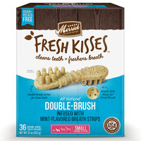 Merrick Fresh Kisses Mint Breath Strips Small Brush Dental Dog Treats, 36 Count