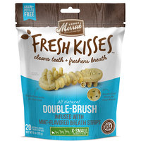 Merrick Fresh Kisses Mint Breath Strips Extra Small Brush Dental Dog Treats, 20 Count