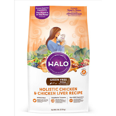 Halo Grain Free Kitten Holistic Chicken & Chicken Liver Dry Cat Food, 6 lbs