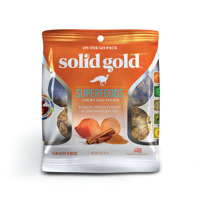 Solid Gold Grain Free Turkey, Sweet Potato & Cinnamon Natural Chewy Dog Treats, 2 oz.