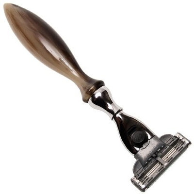 Genuine Ox Horn Handle Triple Blade Mach 3 Compatible Razor From Parker Safety Razor