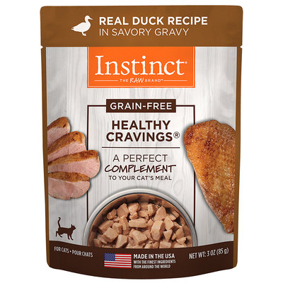 Natures Variety Nature's Variety Instinct Healthy Cravings Grain Free Real Duck Recipe Natural Wet Cat Food Topper, 3 oz. Pouches, Case of 24