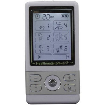 HealthmateForever BM6GL Best TENS Unit EMS Device Mini ElectroTherapy Machine For Pain Relief ElectroTherapy Pulse Massager E Stim Unit Handheld Elecro stimulation - Silver