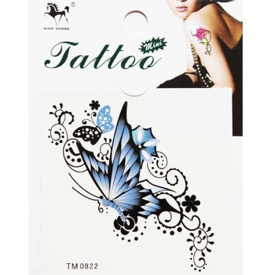 GGSELL King Horse Waterproof and sweat temporary tattoos blue purple butterfly