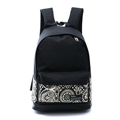 Moolecole College Style Casual Girl Student Backpack Canvas Rucksack Travel School Shoulder Bag Daypack Colorful Face