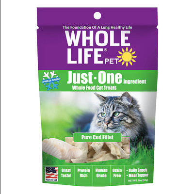 Whole Life Pet Single Ingredient USA Freeze Dried Cod Filet Treats for Cats, .8-Ounce