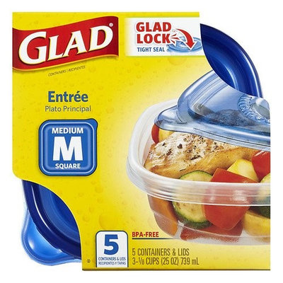 Gladware Food Storage Containers, Entree 25 oz 5.0ea