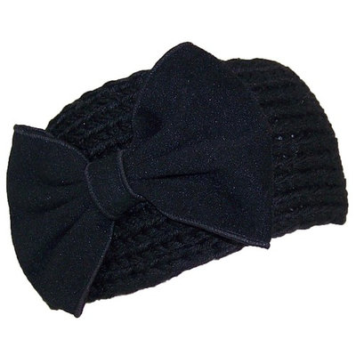 Best Winter Hats Womens Knit Headband W/Large Bow (One Size) - Black