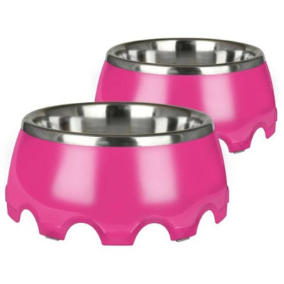 Pet Zone Festiva Bowl, Large (7 Cup), Pink, 2-Pack