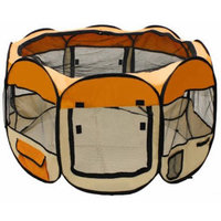 ALEKO DK-61-OR Octagon Pet Playpen Dog Puppy Exercise Kennel Orange Color 57