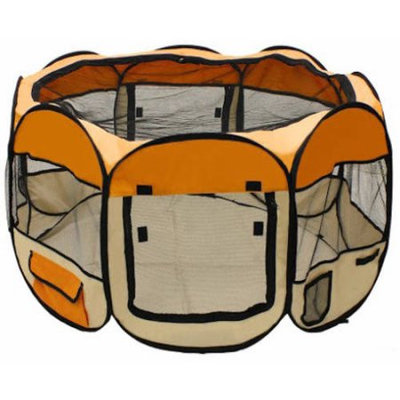 ALEKO DK-61-OR Octagon Pet Playpen Dog Puppy Exercise Kennel Orange Color 57