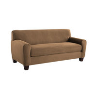 Serta Stretch Fit Microsuede Slipcover Sofa - Camel