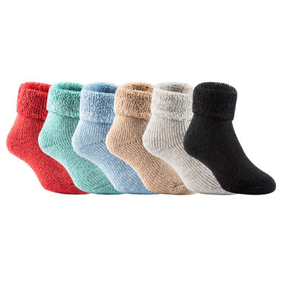 Lian LifeStyle 3 Pairs Father-Mother-Son Extra Thick Wool Boot Socks Crew Plain Random Color LK01+LK02+LK03 (2Y-5Y)