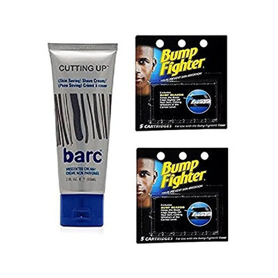 Barc Cutting Up, Unscented Shave Cream, 2 Oz + Bump Fighter Cartridge Refill, 5 Ct (Pack of 2) + Makeup Blender